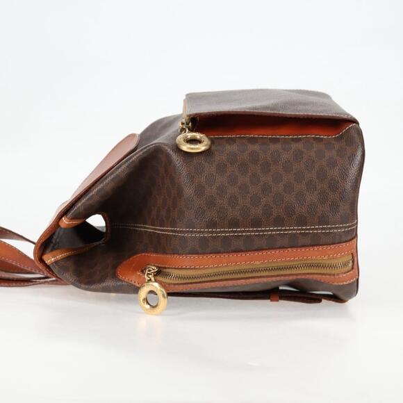 CELINE Macadam Canvas Backpack Pvc Leather Brown Gold - Picture 5 of 13